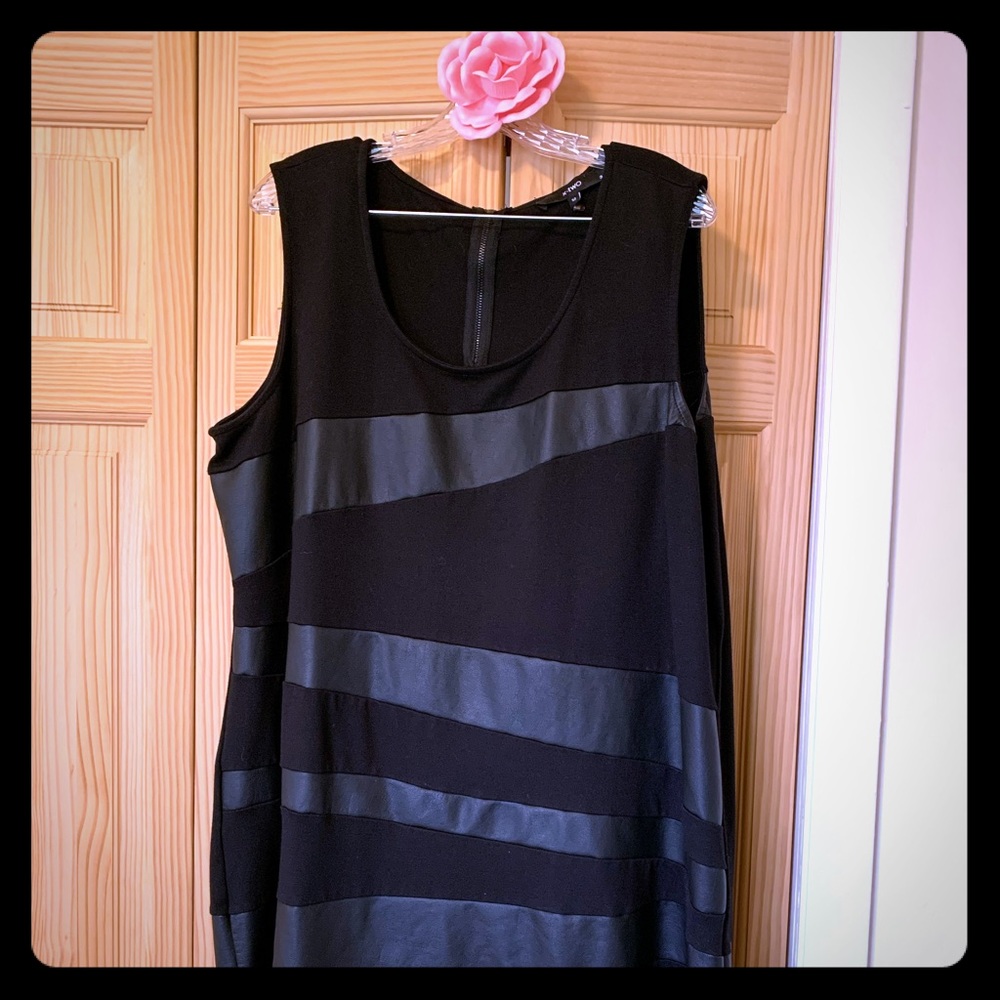 Dress Womens Bodycon 20 Leather Detail Black